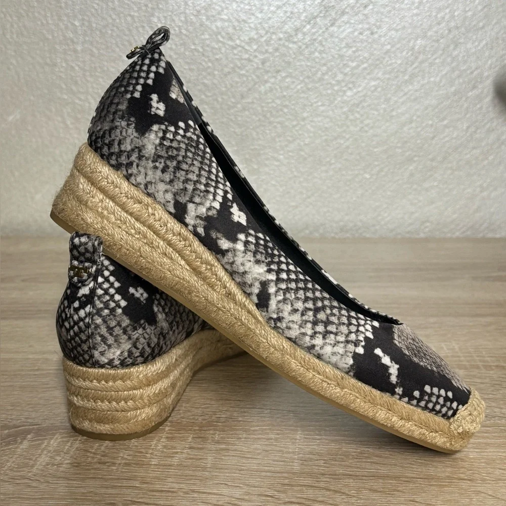 Tory Burch Jute Women 8 Snack Heather Espadrille Wedge Ballet Skimmer Shoes